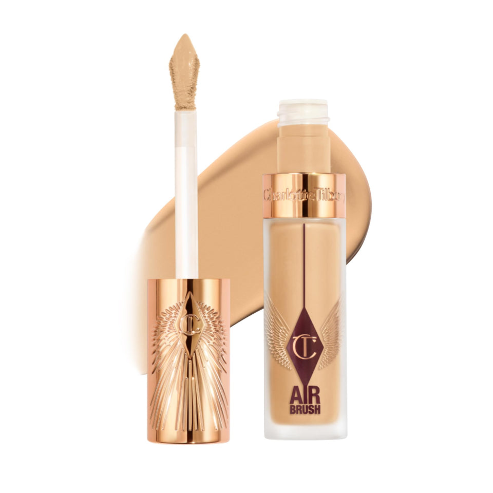 Charlotte Tilbury AIRbrush Flawless Blur Concealer packaging showcases sleek design for quick on-the-go application.