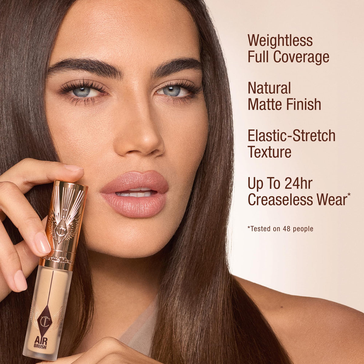Charlotte Tilbury AIRbrush Flawless Blur Concealer shade swatches show 34 AIRtrue options.