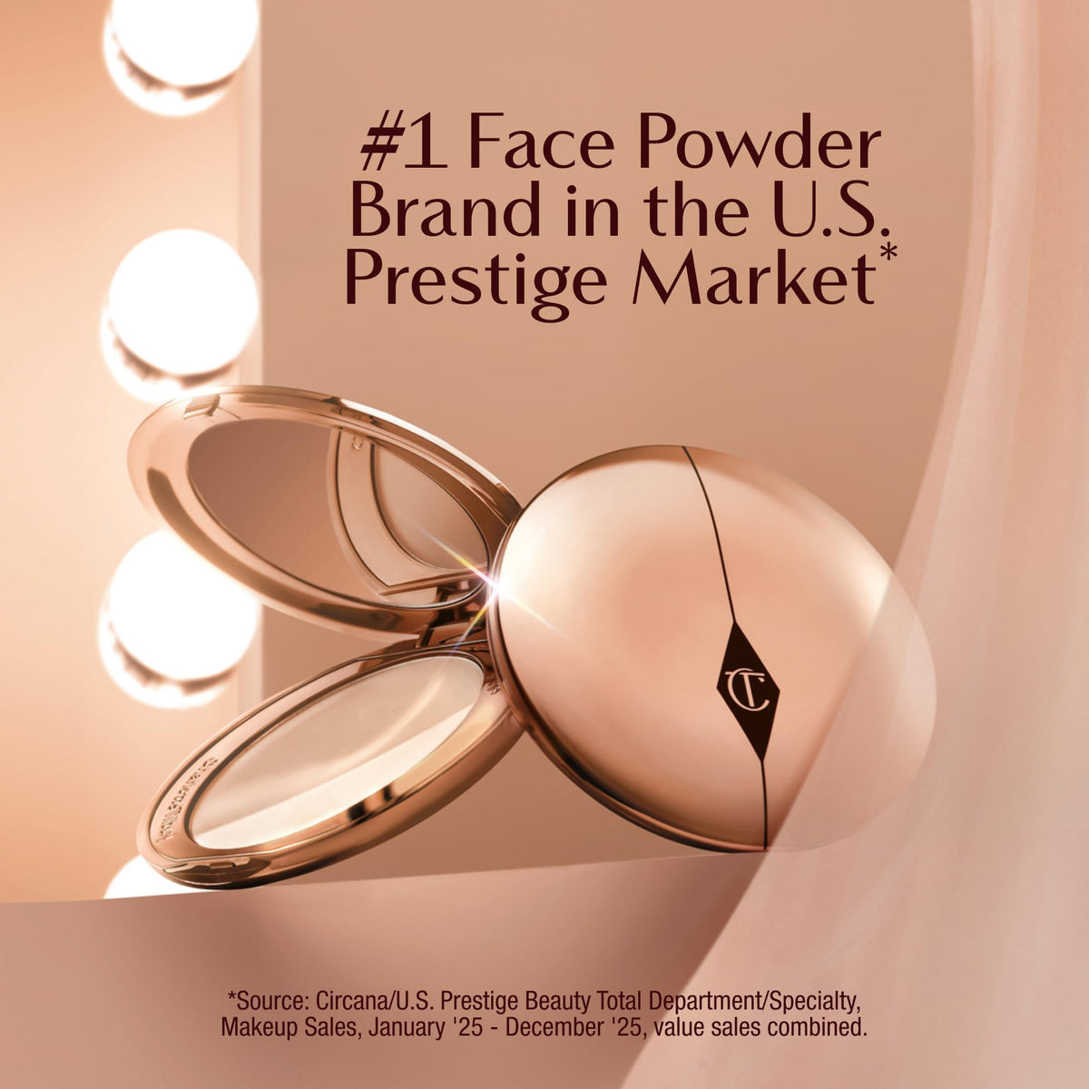 Charlotte Tilbury powder applied to the T-zone showing shine control.