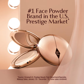 Charlotte Tilbury powder applied to the T-zone showing shine control.