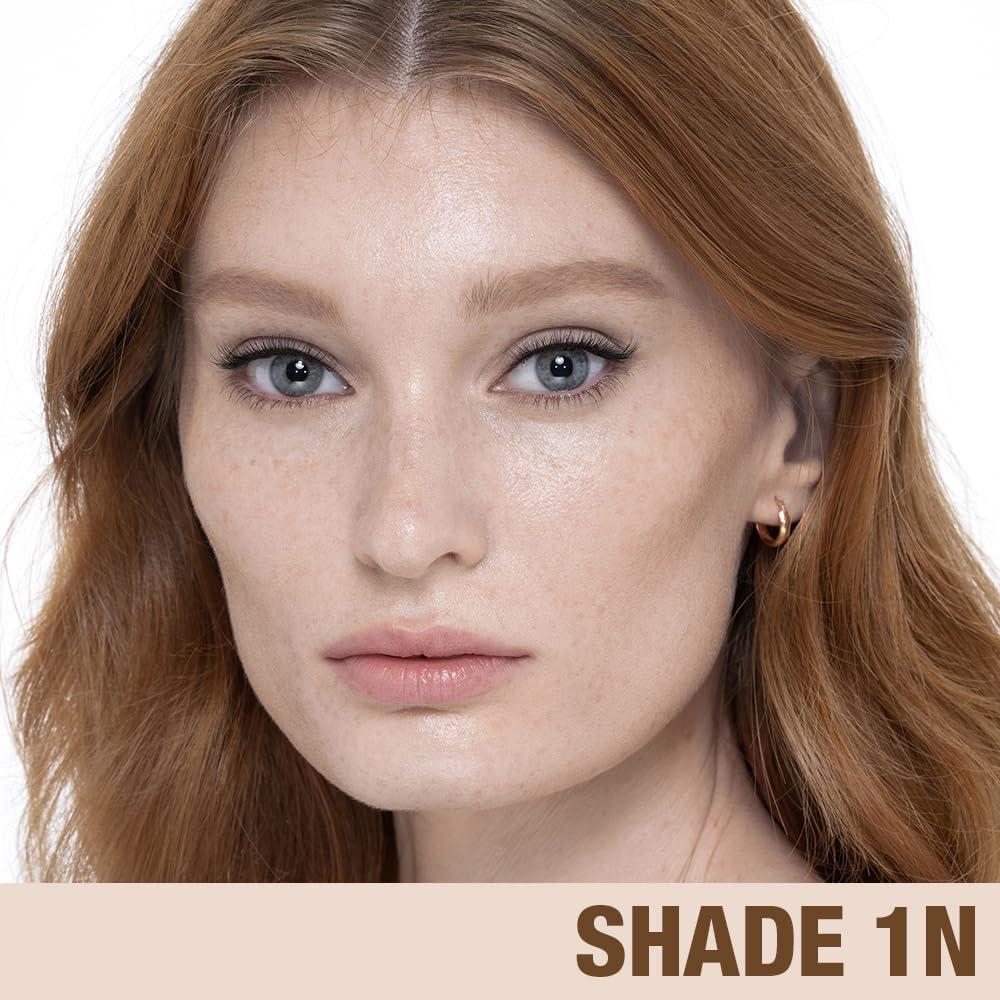 Charlotte Tilbury Beautiful Skin Foundation model wearing shade 1 Neutral.