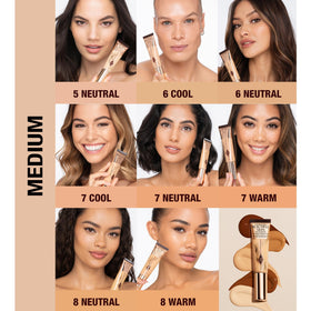 Swatch of Beautiful Skin Foundation reveals medium shade with neutral undertone.