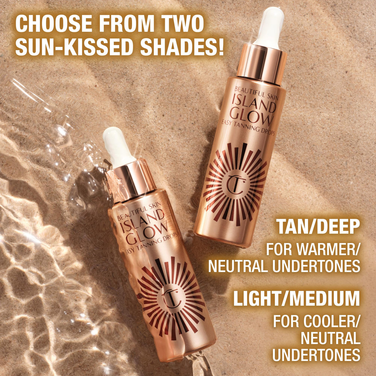 Charlotte Tilbury Beautiful Skin Tanning Drops on the body for a balanced glow