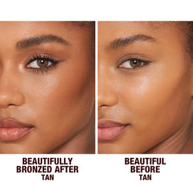 Charlotte Tilbury bronzer brush application demonstrating seamless blend