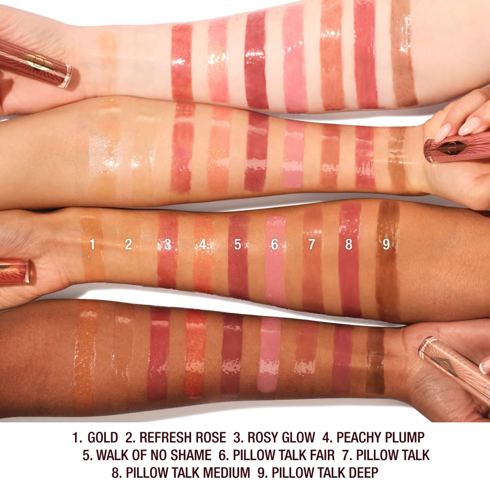 Charlotte Tilbury Collagen Lip Bath on lips with a warm, glossy pout