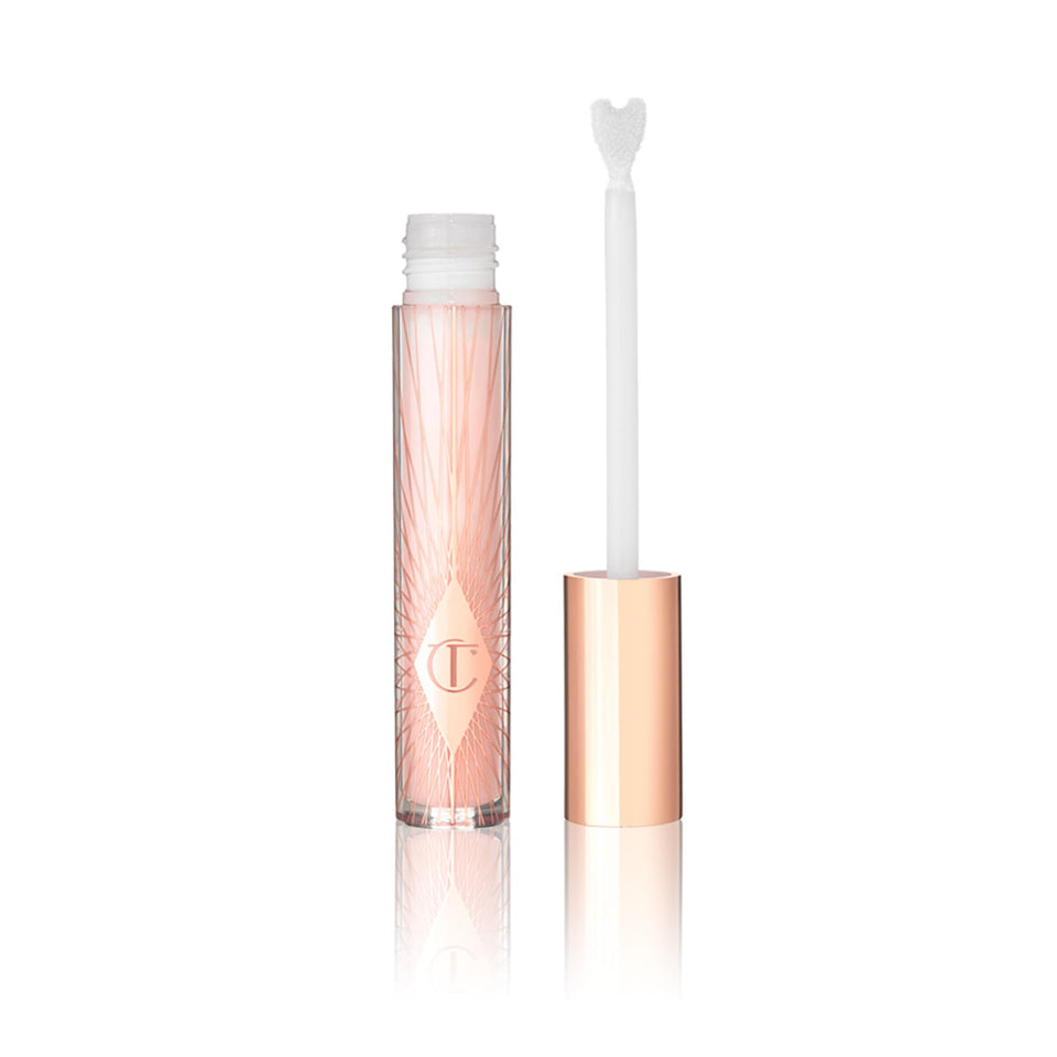 Charlotte Tilbury Collagen Lip Bath Rose Refresh tube showcasing a luminous, hydrating gloss.
