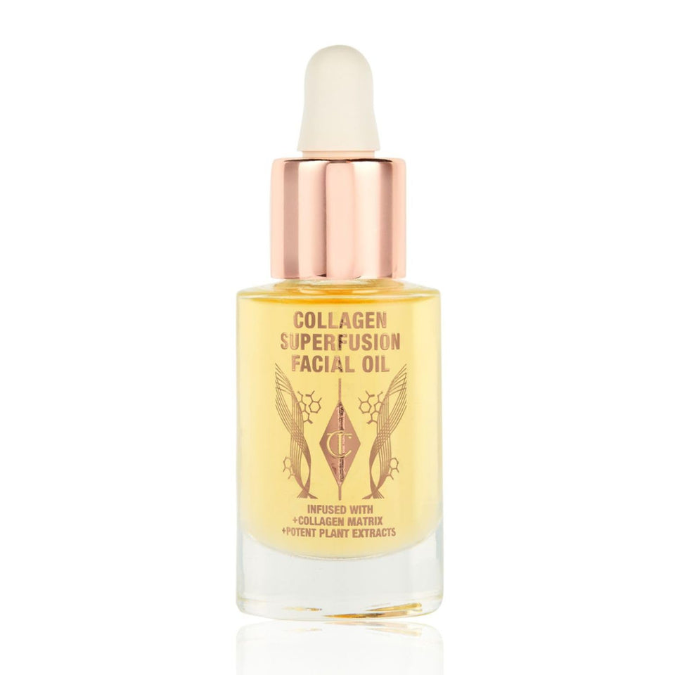 Charlotte Tilbury Collagen Superfusion bottle pour ready for nightly routine