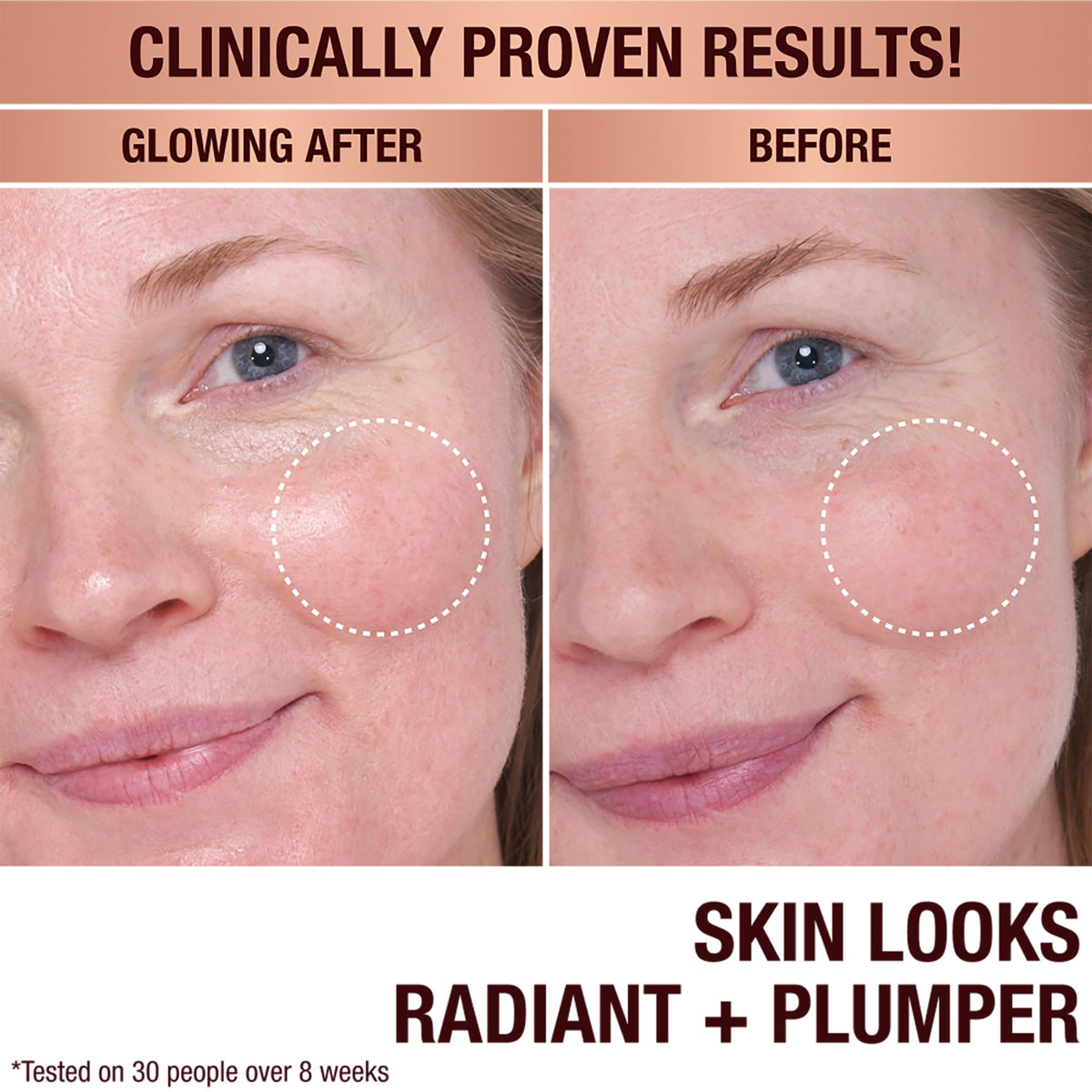 Charlotte Tilbury Collagen Superfusion texture swirl showing glow-ready skin