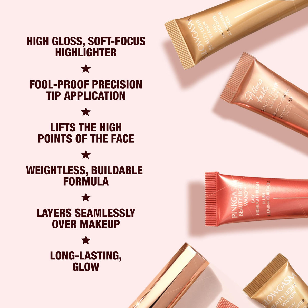 Charlotte Tilbury Glowgasm Peachgasm cheek blush swirl creates rosy-pink luminosity