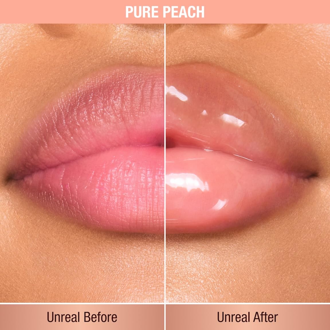 Lip oil applicator in use delivering a seamless one-swipe glassy finish.