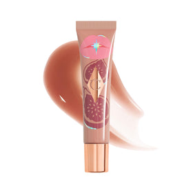 Charlotte Tilbury Healthy Glow Nectar Lip Oil swatch showing candy fig gloss and sheer hydration