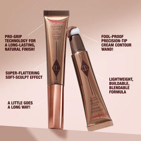 Charlotte Tilbury Hollywood Contour Wand blends smoothly with the Hollywood Complexion Brush.