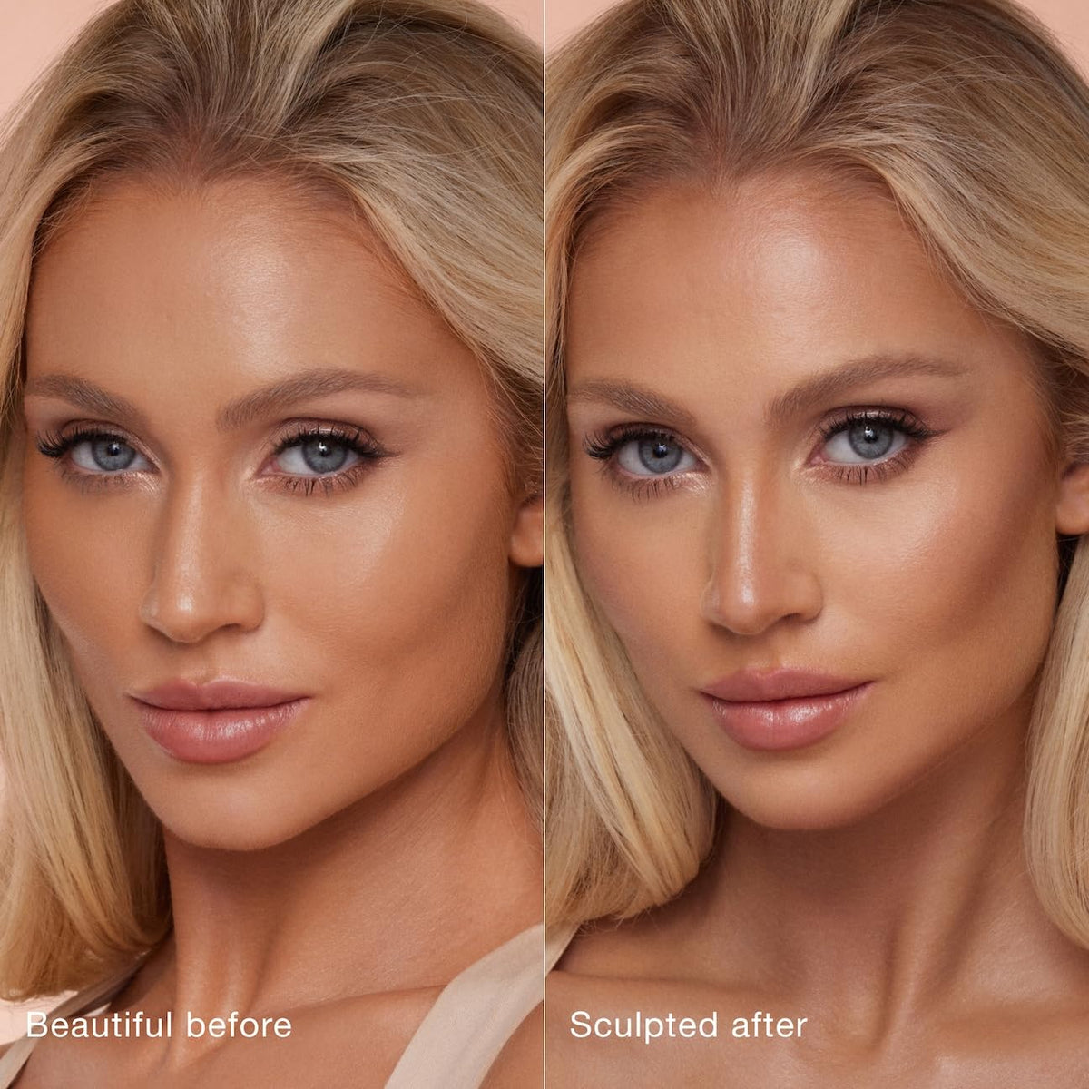 Charlotte Tilbury Hollywood Contour Wand cushion applicator ready to dot on cheek hollows for definition.