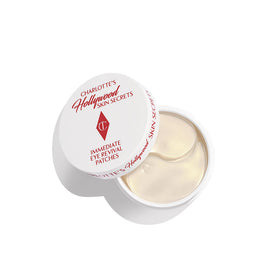 Charlotte Tilbury Hollywood Skin Secrets patches packaging for quick backstage glow.