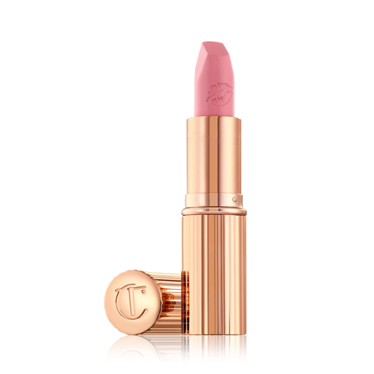 Charlotte Tilbury Hot Lips Liv It Up bullet demonstrates hydrating color with long wear.