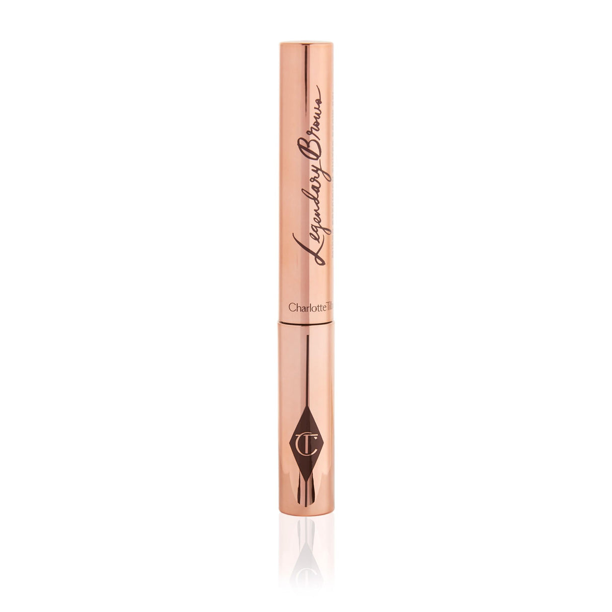 Charlotte Tilbury Legendary Brows close-up of brush delivering feathered, natural-looking fullness.