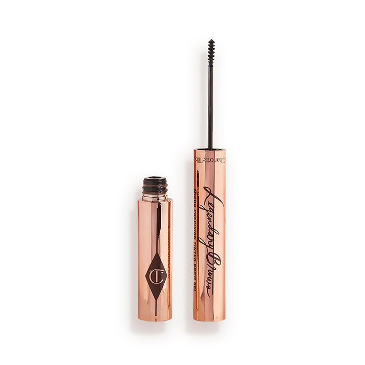 Charlotte Tilbury Legendary Brows tinted brow gel with micro-precision brush for natural texture and fullness.