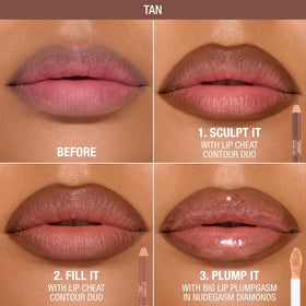Charlotte Tilbury Lip Cheat Contour Duo Fill smooths color for fuller-looking lips.