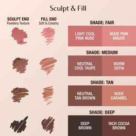 Tan shade Lip Cheat duo works across skin tones for everyday defined lips.