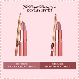 Defined lips with Lip Cheat Foxy Brown edging for a polished line.