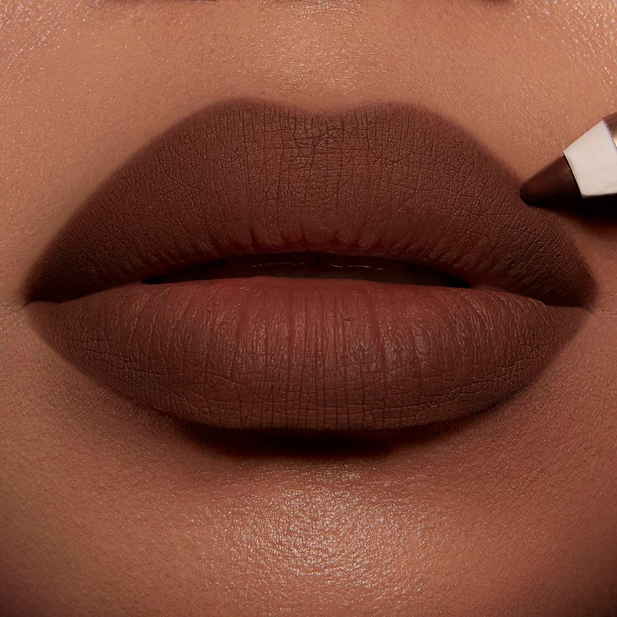 Packaging shot of Lip Cheat Foxy Brown with sleek Charlotte Tilbury branding.