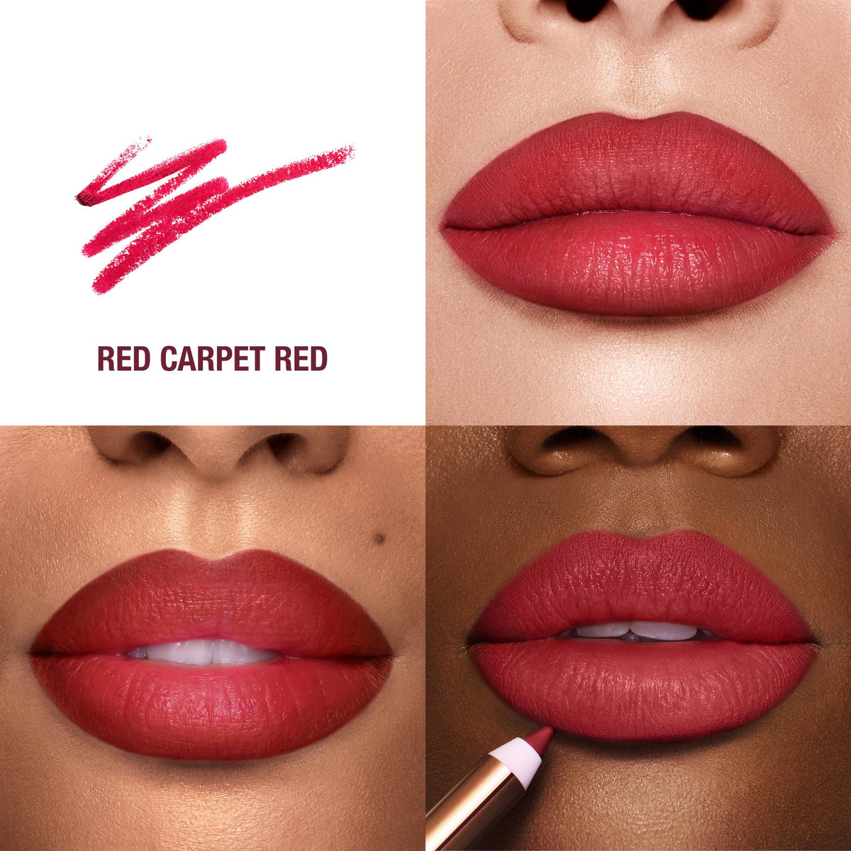 Charlotte Tilbury Lip Cheat waterproof formula resists smudging during busy days