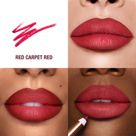 Charlotte Tilbury Lip Cheat waterproof formula resists smudging during busy days
