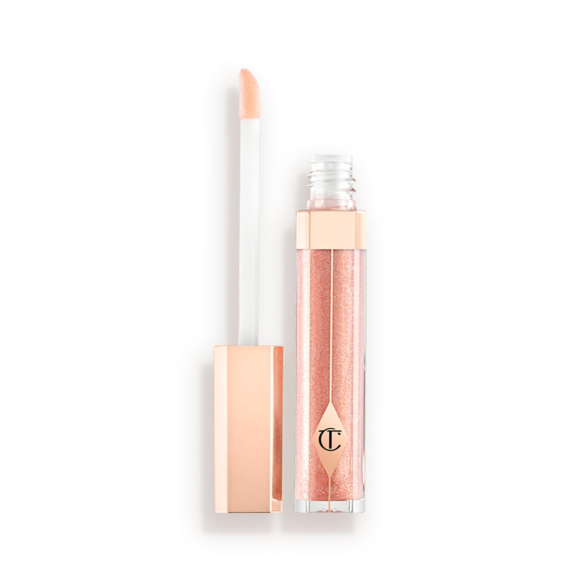 Charlotte Tilbury Lip Lustre high shine gloss close-up with cushion-velvet finish and hydrating feel.