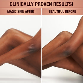 Charlotte Tilbury Magic Body Cream applying motion on leg using upward strokes