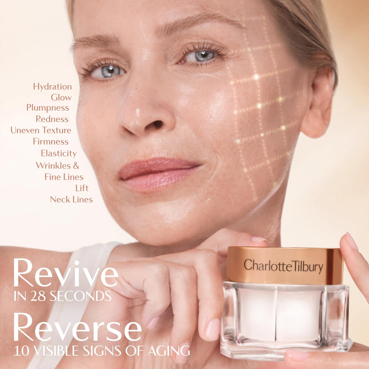 Charlotte Tilbury Magic Cream texture swirl demonstrating creamy moisturizing formula.