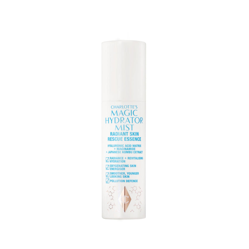 Charlotte Tilbury Magic Hydrator Mist bottle ready to hydrate skin for a dewy glow.