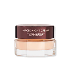 Charlotte Tilbury Magic Night Cream bottle offers overnight hydration and jasmine scent.