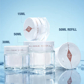 Charlotte Tilbury Magic Water 100-hour hydration technology for lasting moisture.
