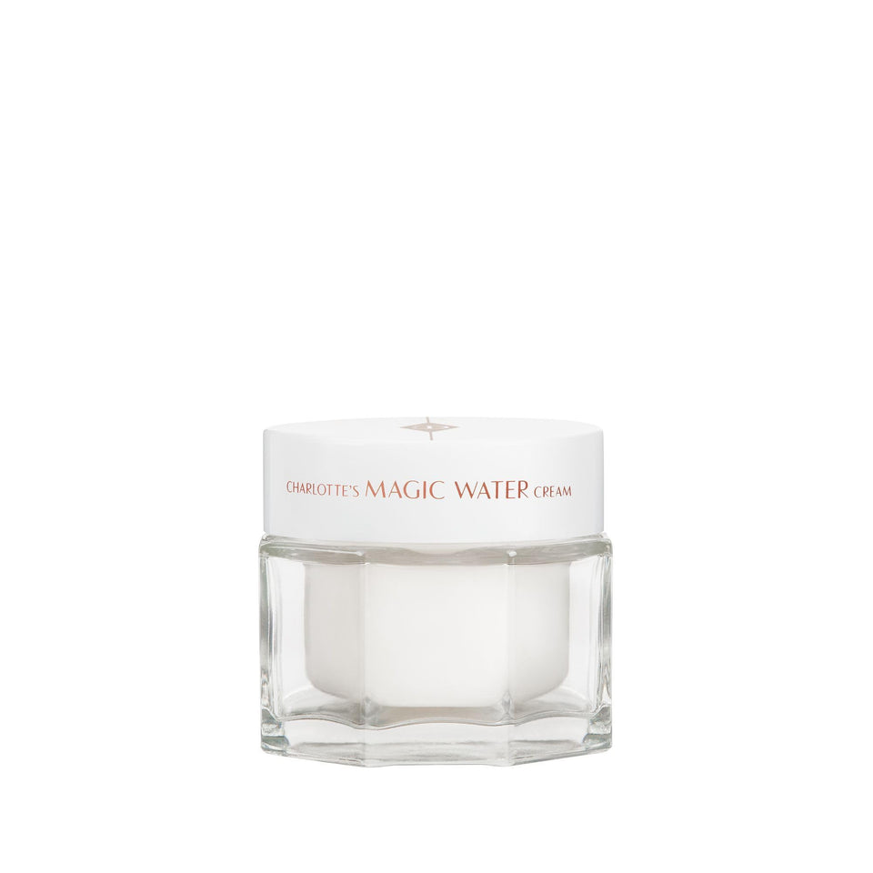 Charlotte Tilbury Magic Water Cream bottle front showing fragrance-free hydration for sensitive skin.
