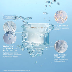 Close-up of the Magic Water gel texture, a lightweight hydrator that absorbs quickly.