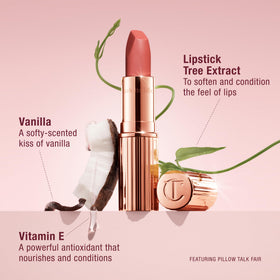 Hydrating Matte Revolution formula with Lipstick Tree Extract nourishes lips.
