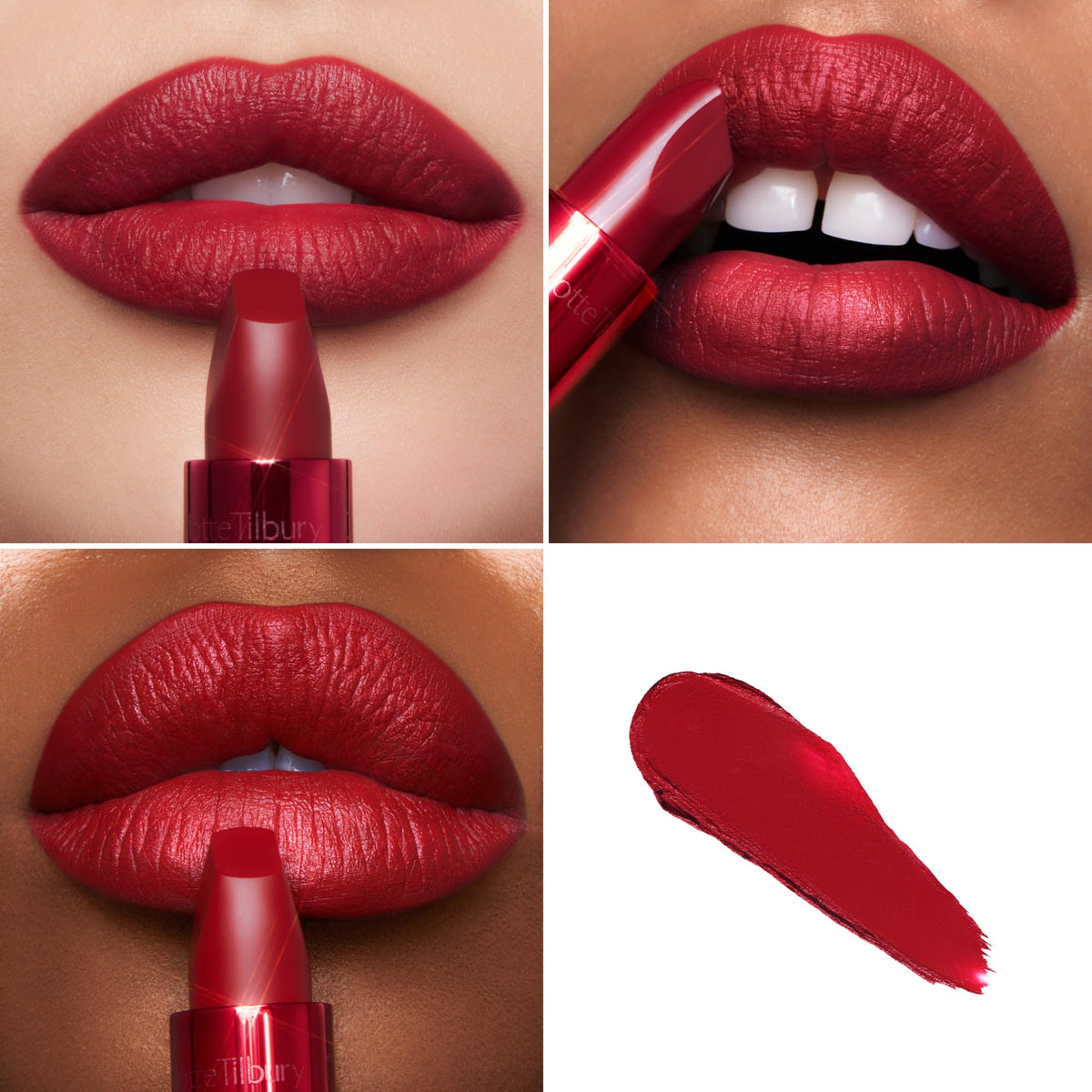 Angled-square tip of Charlotte Tilbury Matte Revolution enables precise, easy application.
