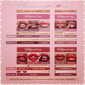 Elegant red metallic packaging complements the dramatic lipstick shade.