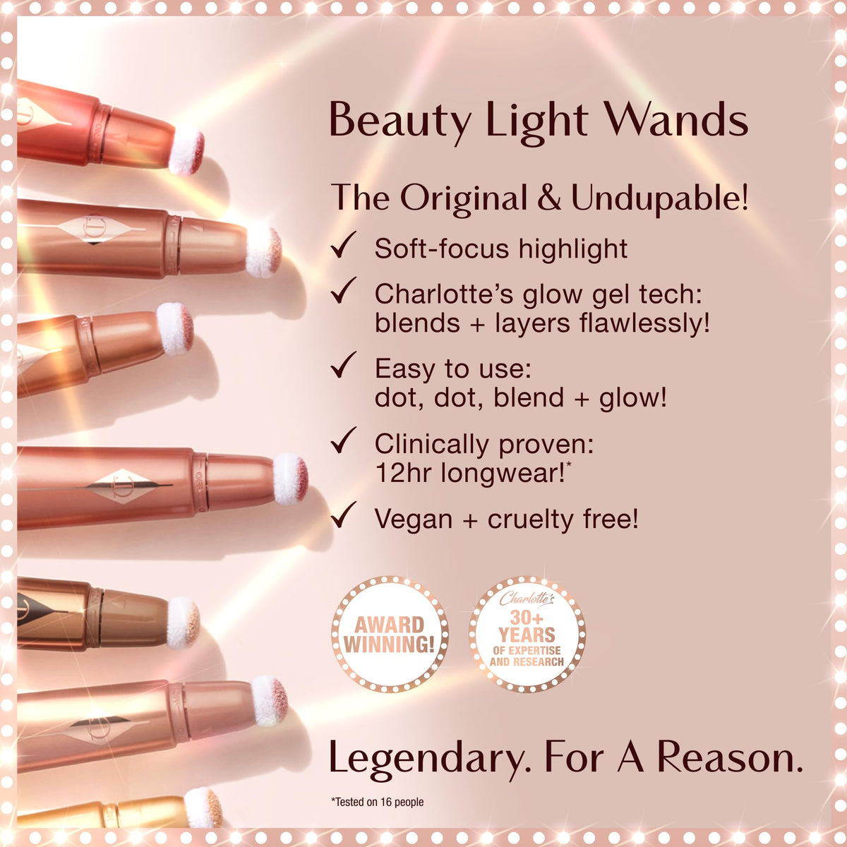 Charlotte Tilbury Pillow Talk Beauty Light Wand creates buildable radiance for day to night looks.