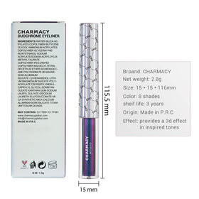 CHARMACY Chameleon eyeliner vegan skin-safe label indicates gentle, cruelty-free formula