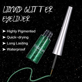 CHARMCODE glitter eyeliner close-up highlights quick-dry formula and rich sparkle.