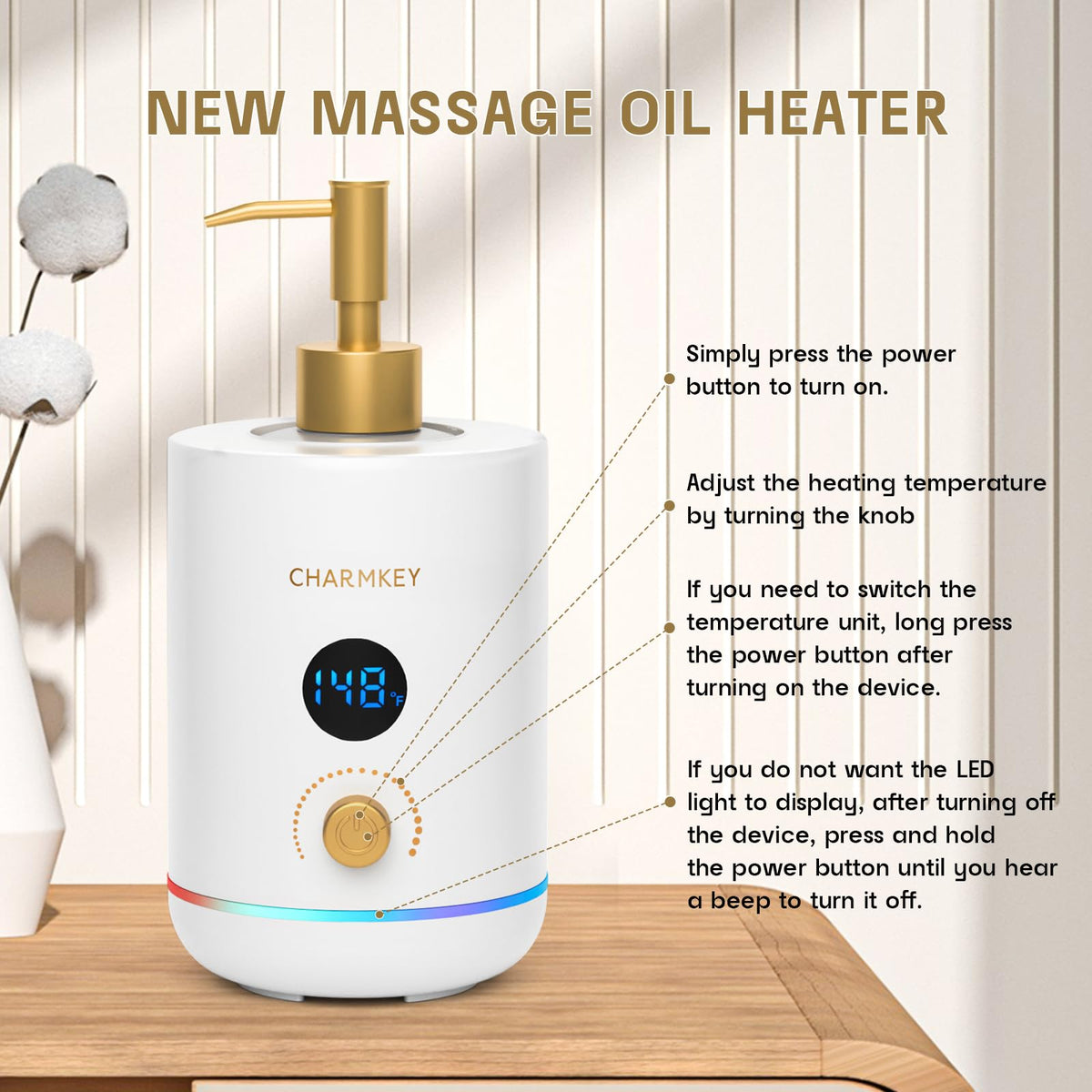 CharmKey 360° heating ensures even warmth across contents for consistent results