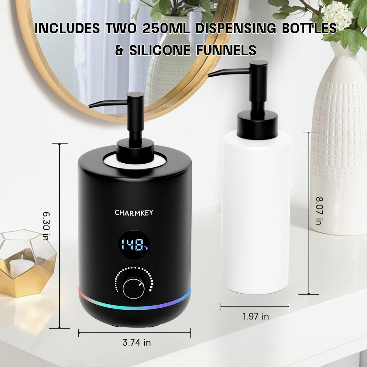 Charmkey Massage Oil Warmer with two dispensers supports efficient client service