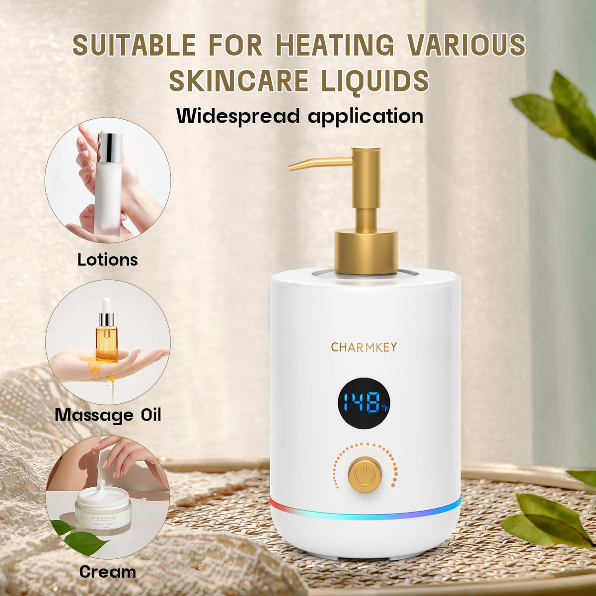 CharmKey with two dispensers keeps oils ready for fast, professional spa service