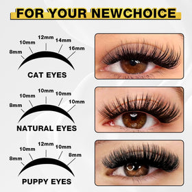 CHARMO'CLOCK hypoallergenic adhesive hold for sensitive eyes and easy removal.