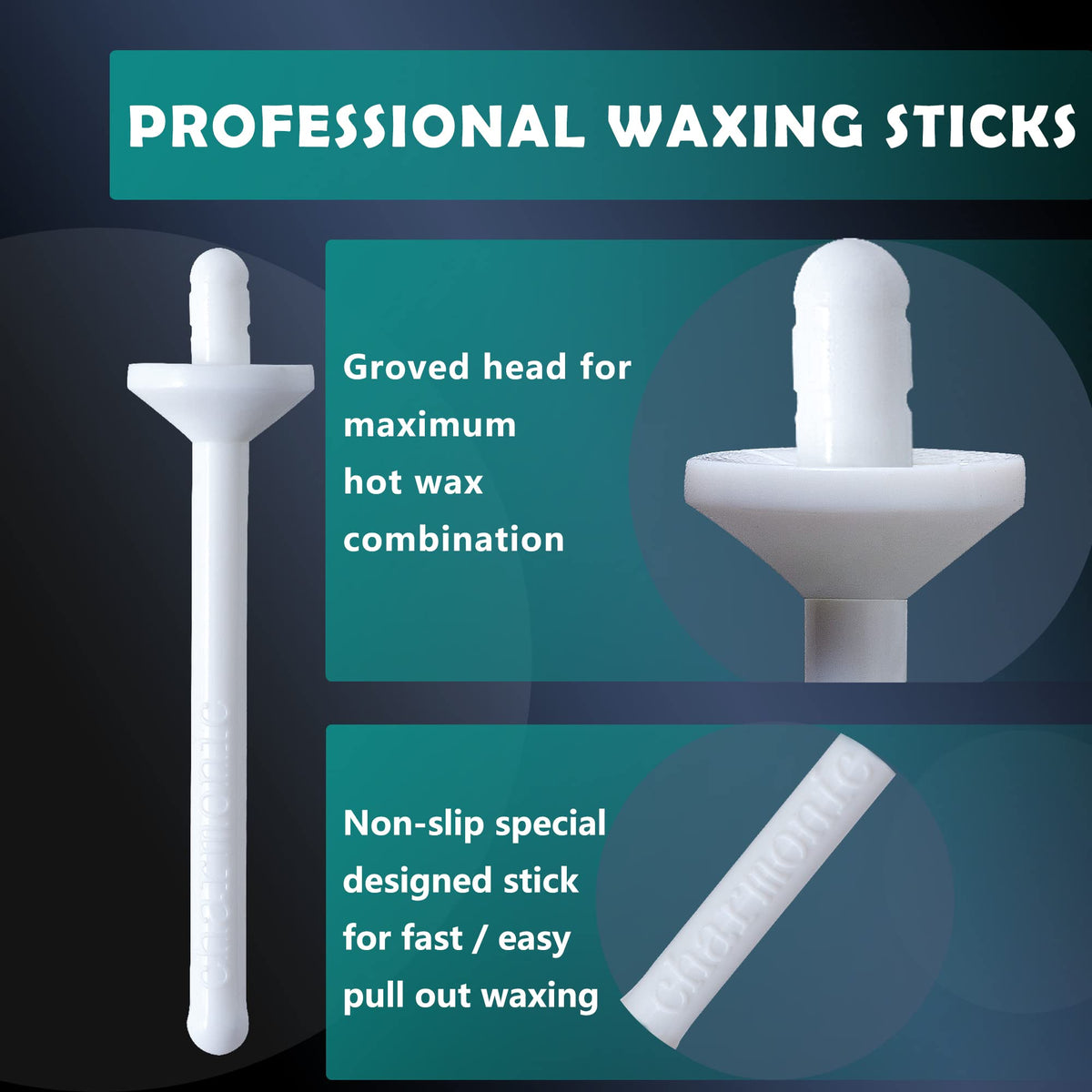 Charmonic multi-use wax sticks suitable for ears, eyebrows, and facial areas.