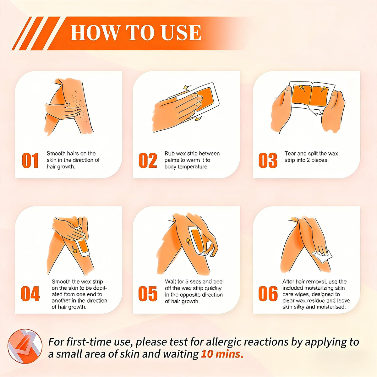 Charmonic wax strips leaving skin smooth and calm after waxing