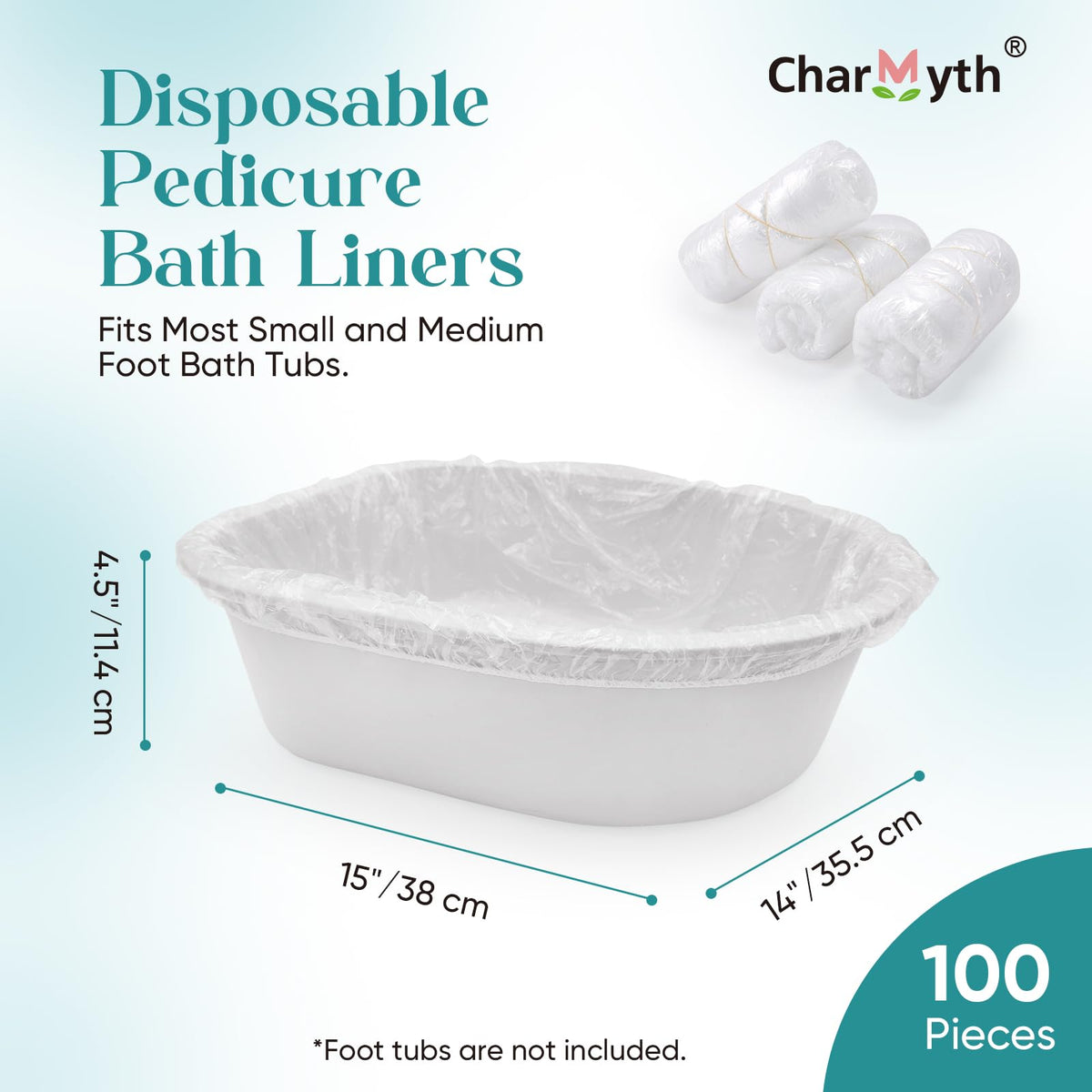 Charmyth Pedi Guard elastic band close-up showing strong, latex-free grip during spa foot baths.