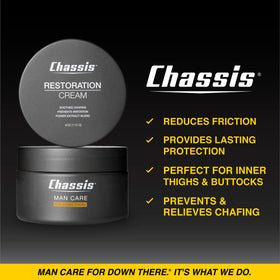 Chassis Restoration Cream ingredients scene highlighting witch hazel, oatmeal, hops, and pumpkin seed.