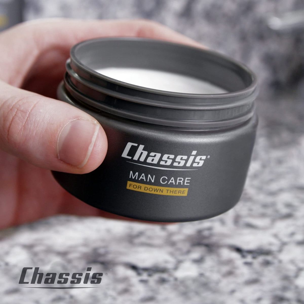 Chassis Restoration Cream packaging emphasizes clean, talc-free formula.